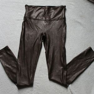 Spanx brown faux leather leggings size small